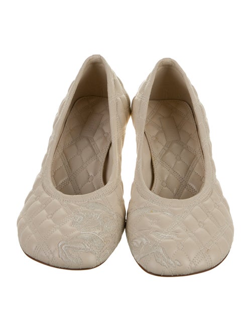 Burberry Leather Embroidered Accent Pumps