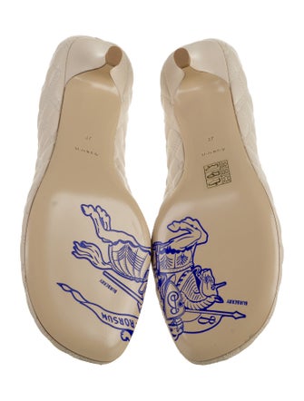 Burberry Leather Embroidered Accent Pumps