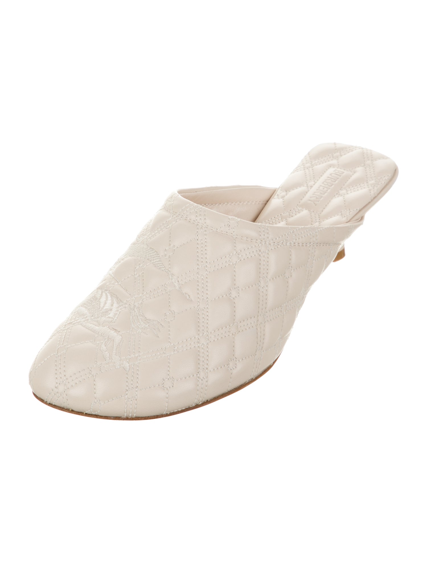 Burberry Leather Embroidered Accent Mules w/ Tags