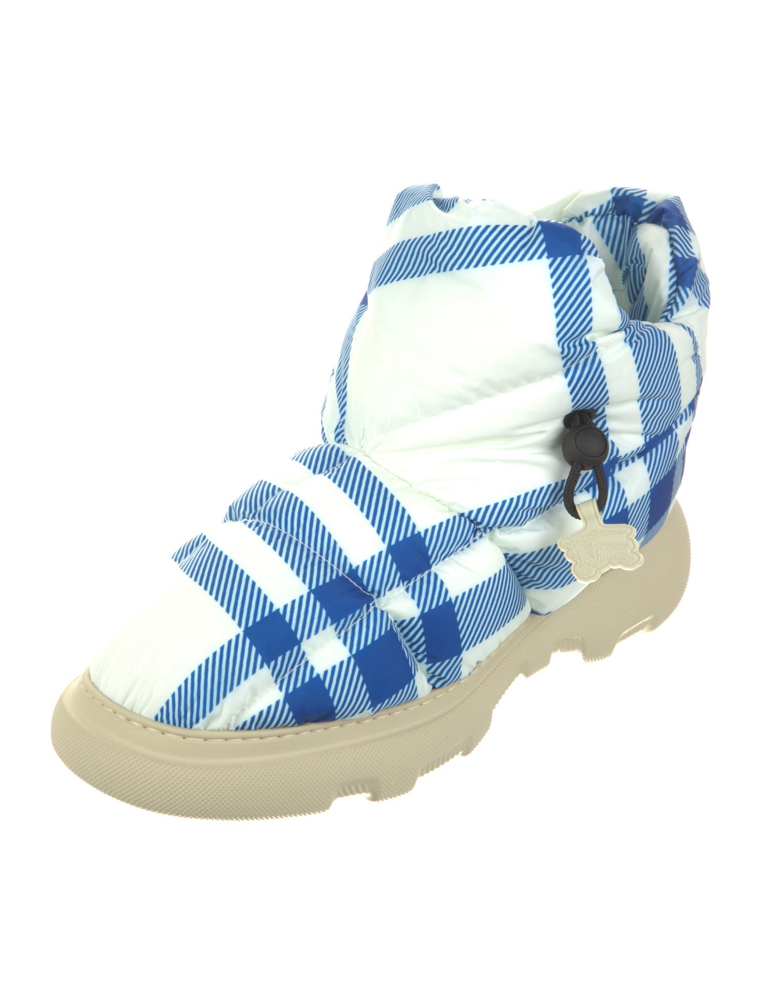 Burberry Nylon Plaid Print Boots w/ Tags