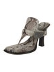 Burberry Leather Animal Print T-Strap Sandals