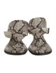 Burberry Leather Animal Print T-Strap Sandals