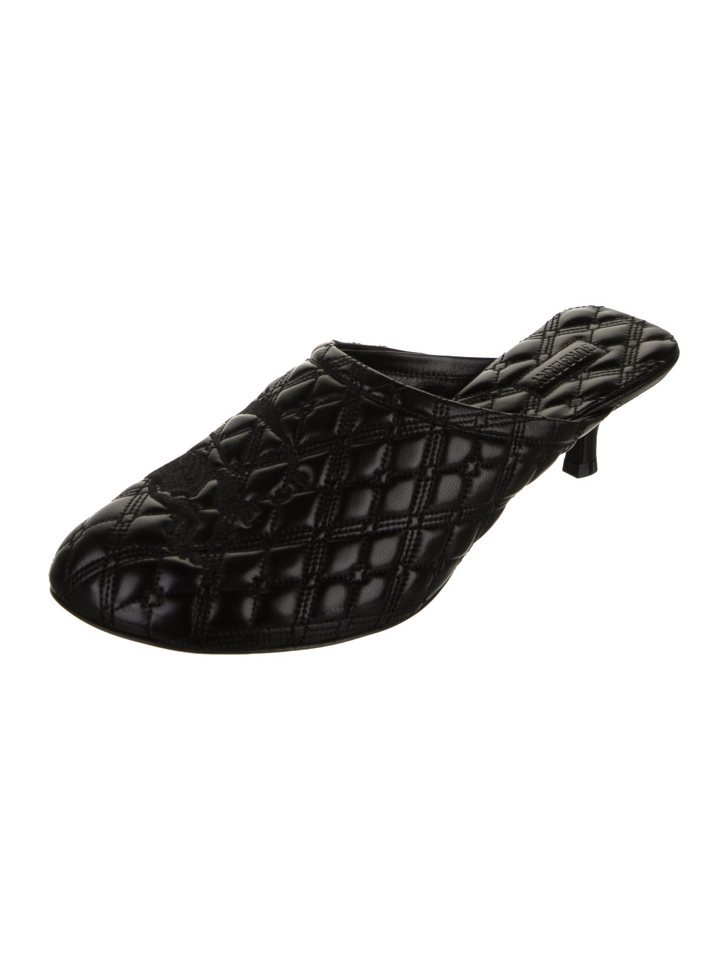 Burberry Leather Embroidered Accent Mules