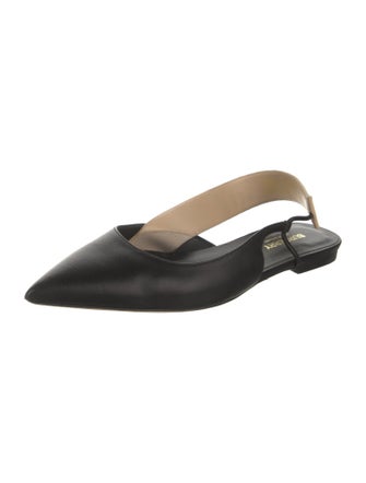 Burberry Signature Logo Leather Slingback Flats