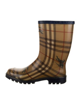 Burberry Rubber Plaid Print Rain Boots