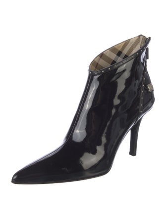Burberry Nova Check Pattern Patent Leather Boots