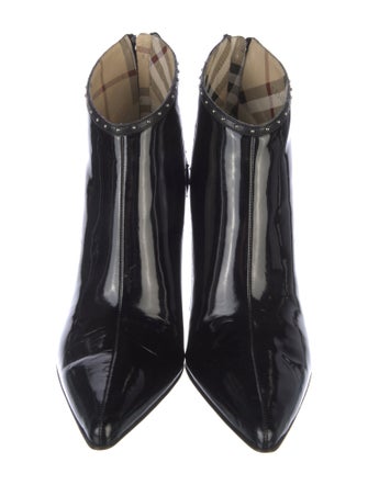 Burberry Nova Check Pattern Patent Leather Boots