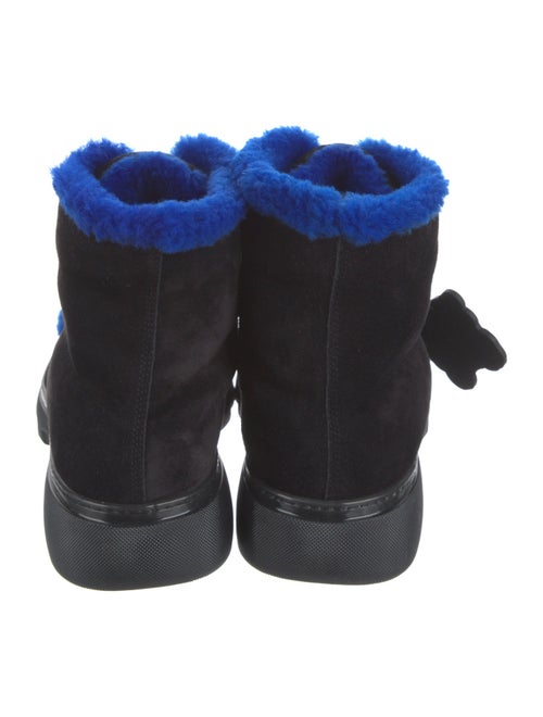 Burberry Suede Fur Trim Lace-Up Boots