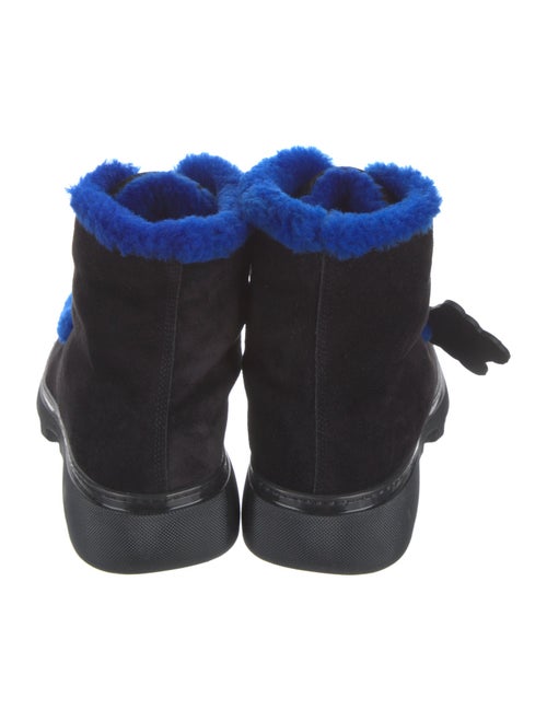 Burberry Suede Fur Trim Lace-Up Boots