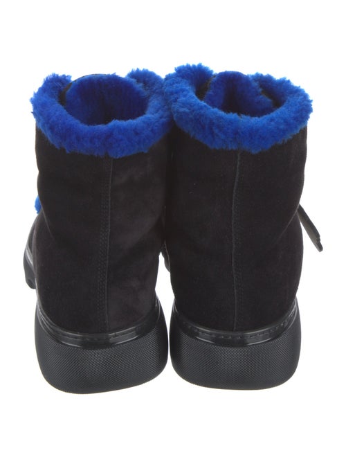 Burberry Suede Fur Trim Lace-Up Boots