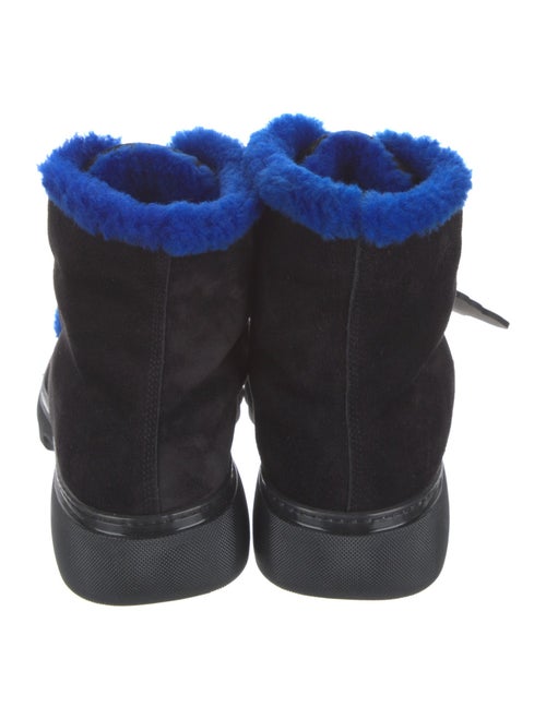Burberry Suede Fur Trim Lace-Up Boots
