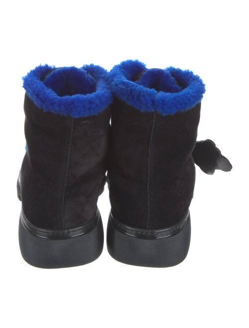 Burberry Suede Fur Trim Lace-Up Boots