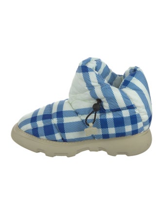 Burberry Nylon Plaid Print Boots