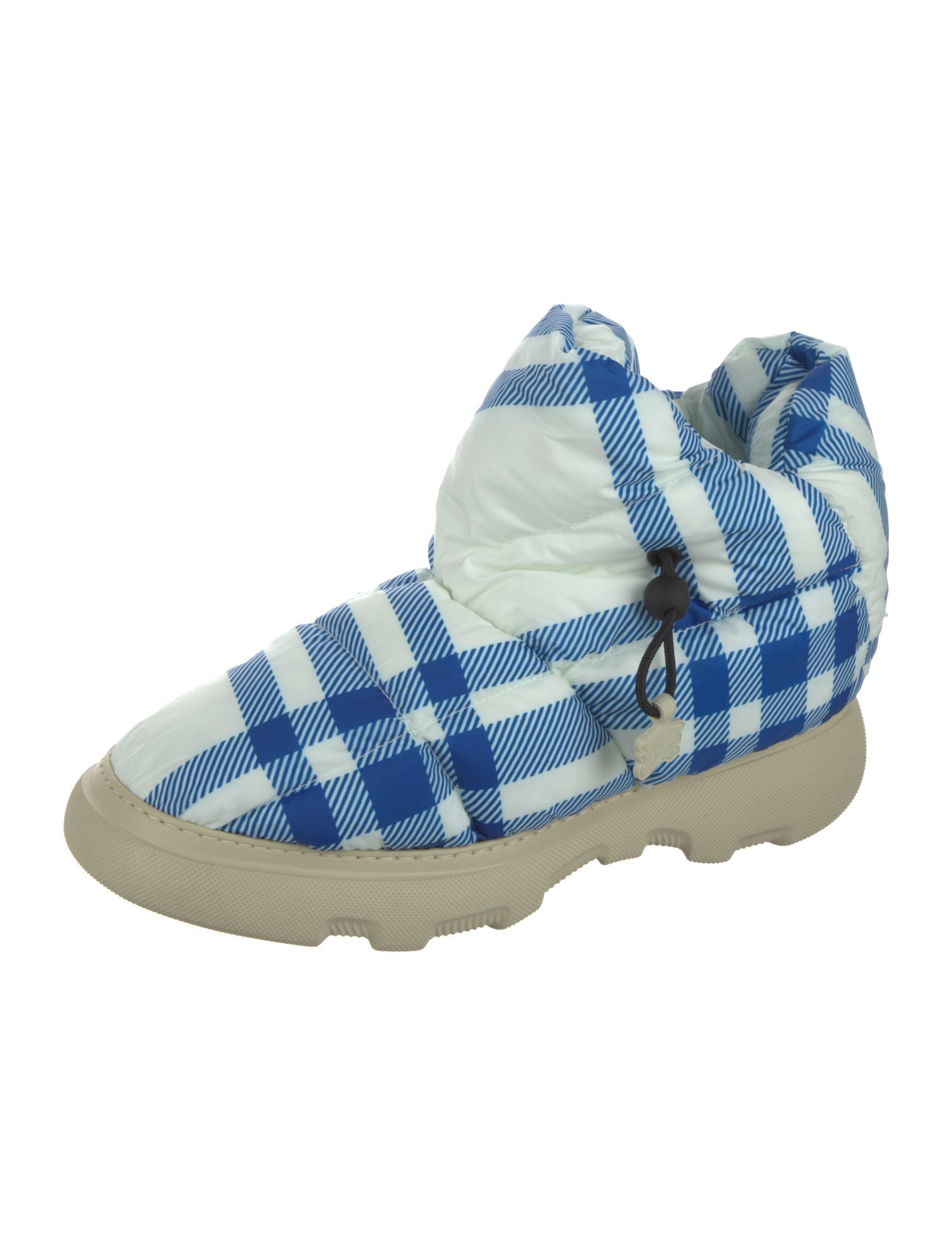 Burberry Nylon Plaid Print Boots