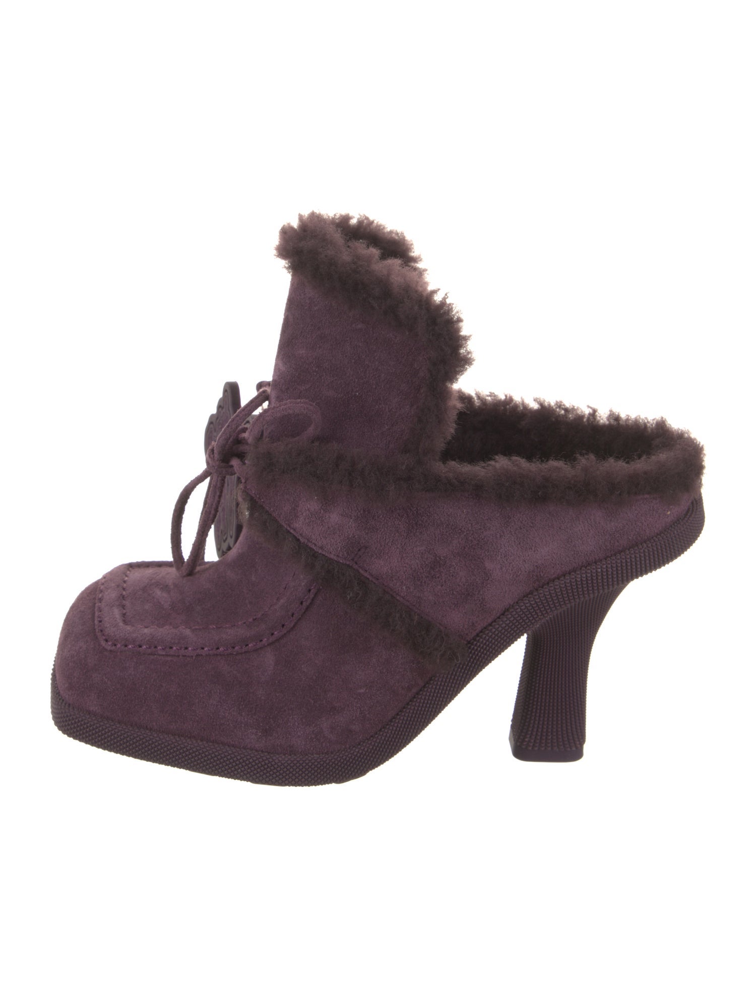 Burberry Suede Fur Trim Mules