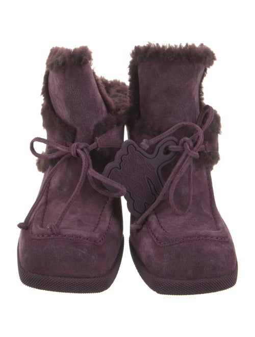 Burberry Suede Fur Trim Mules