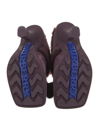 Burberry Suede Fur Trim Mules