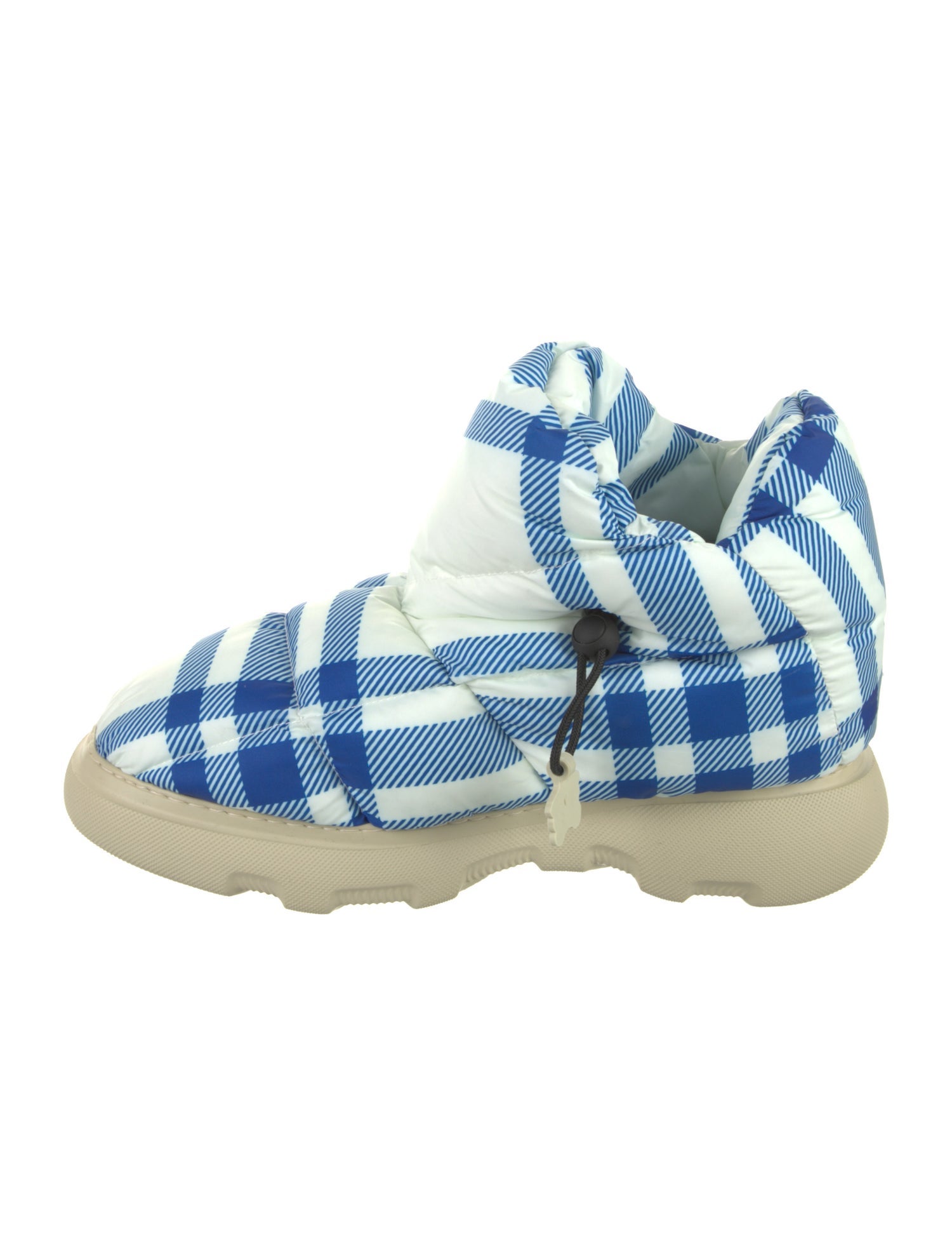 Burberry Nylon Plaid Print Boots
