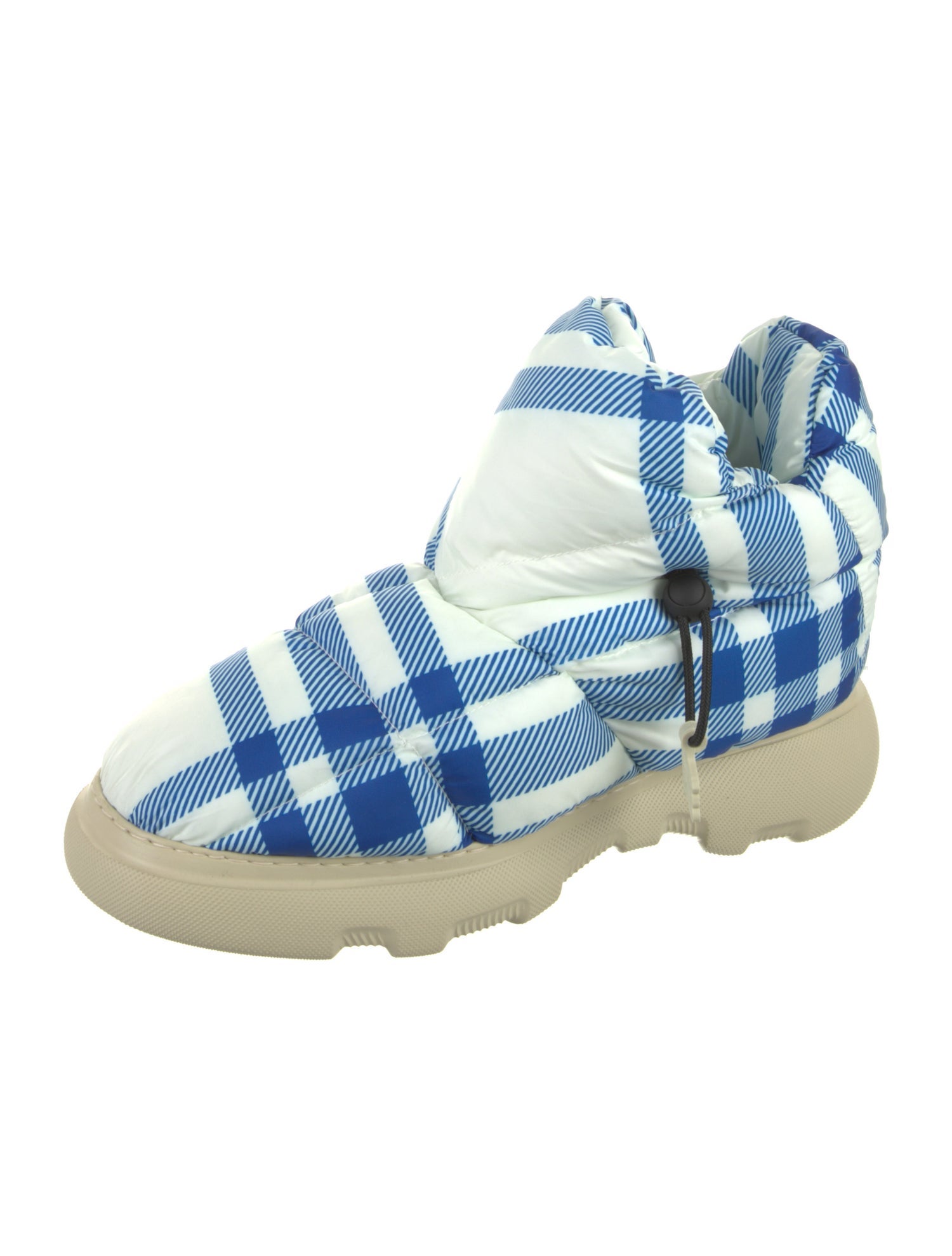 Burberry Nylon Plaid Print Boots