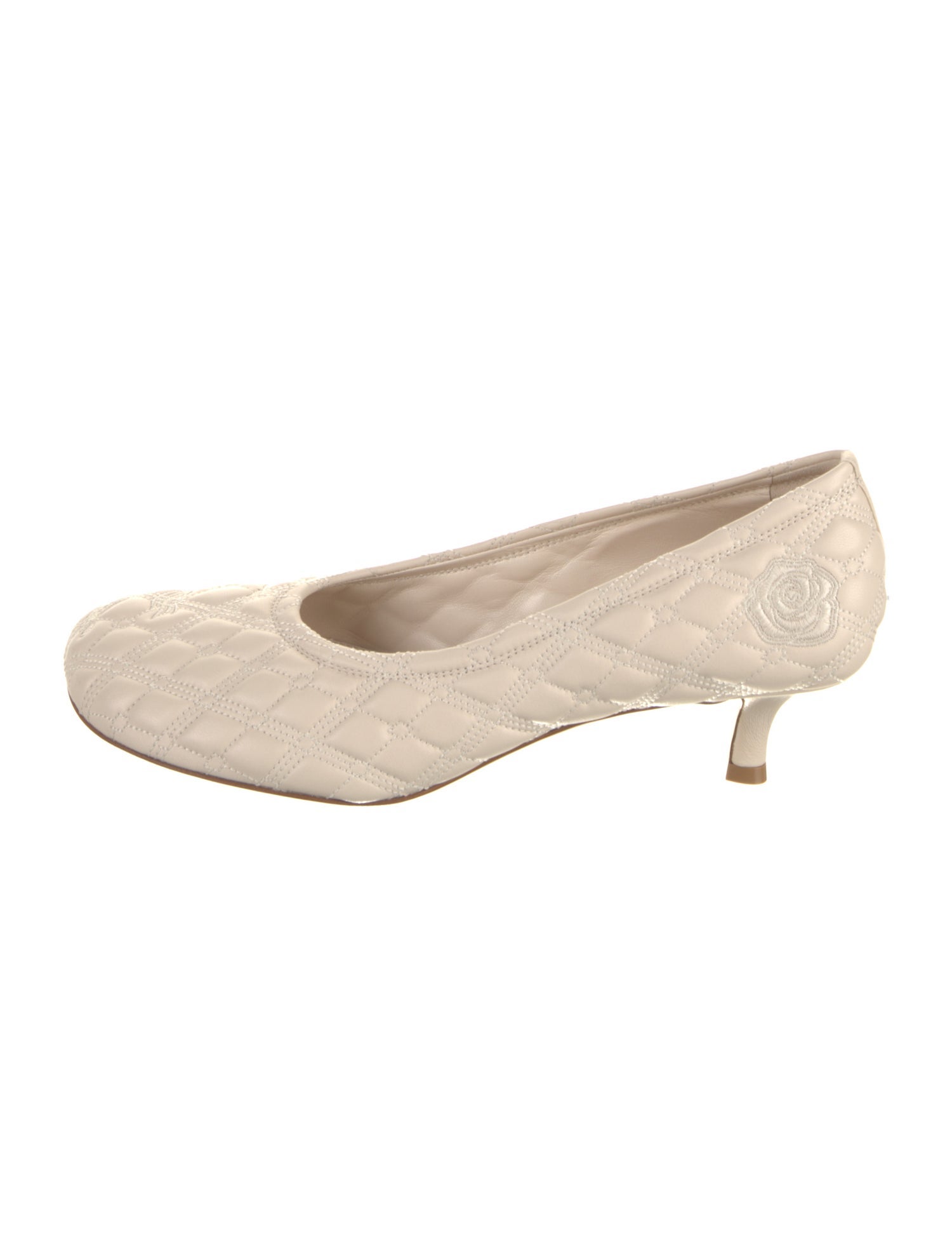 Burberry Leather Embroidered Accent Pumps w/ Tags