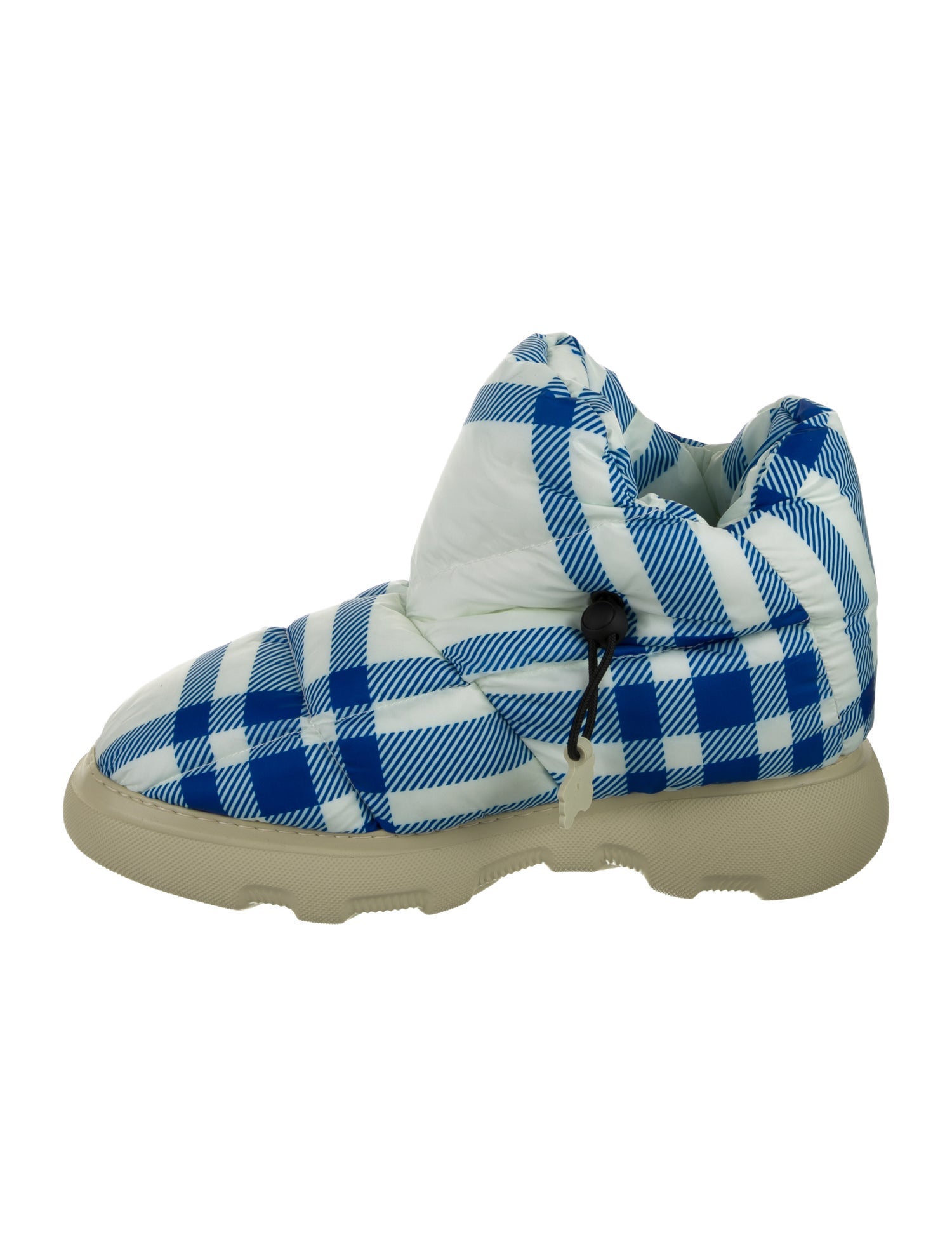 Burberry Nylon Plaid Print Snow Boots