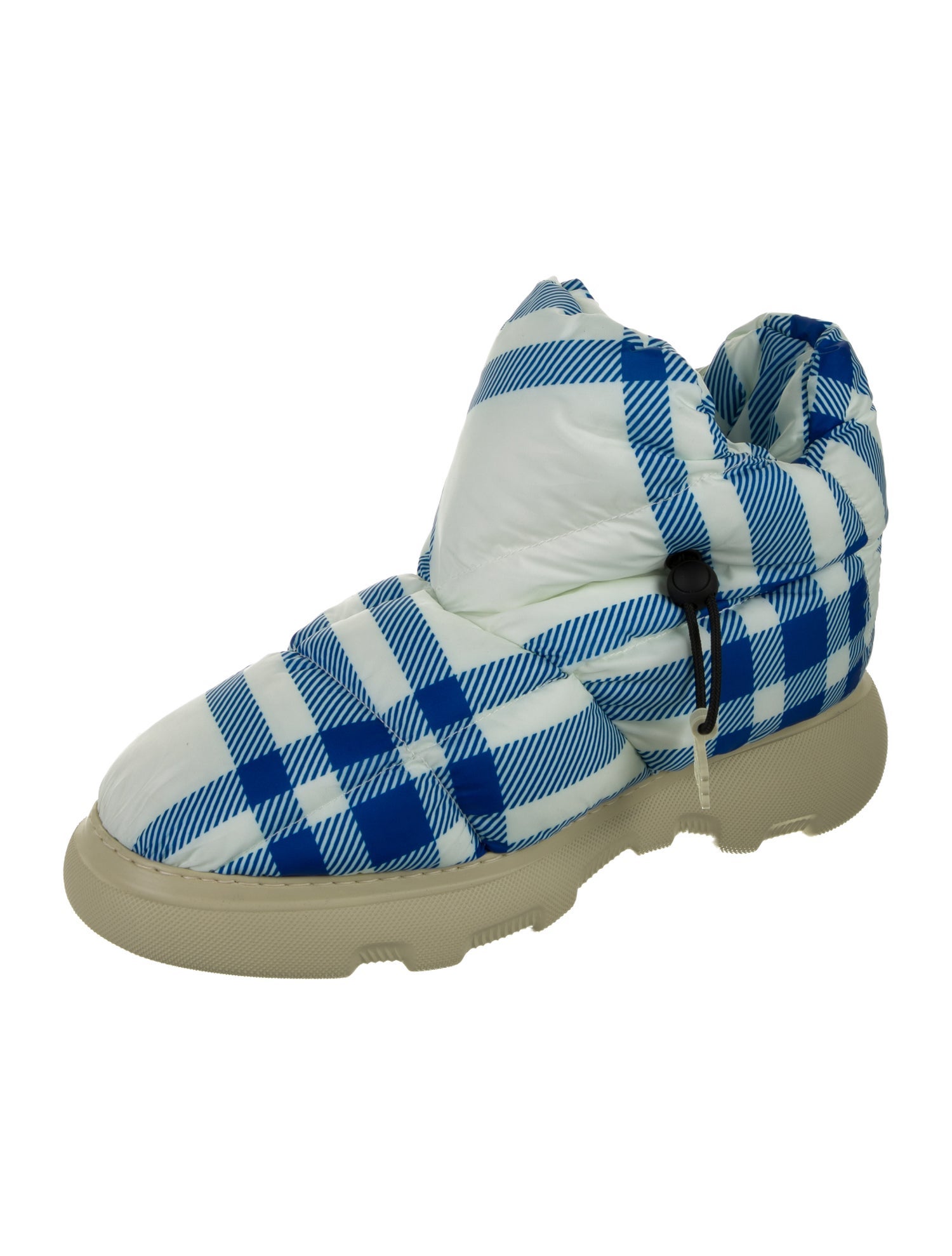 Burberry Nylon Plaid Print Snow Boots