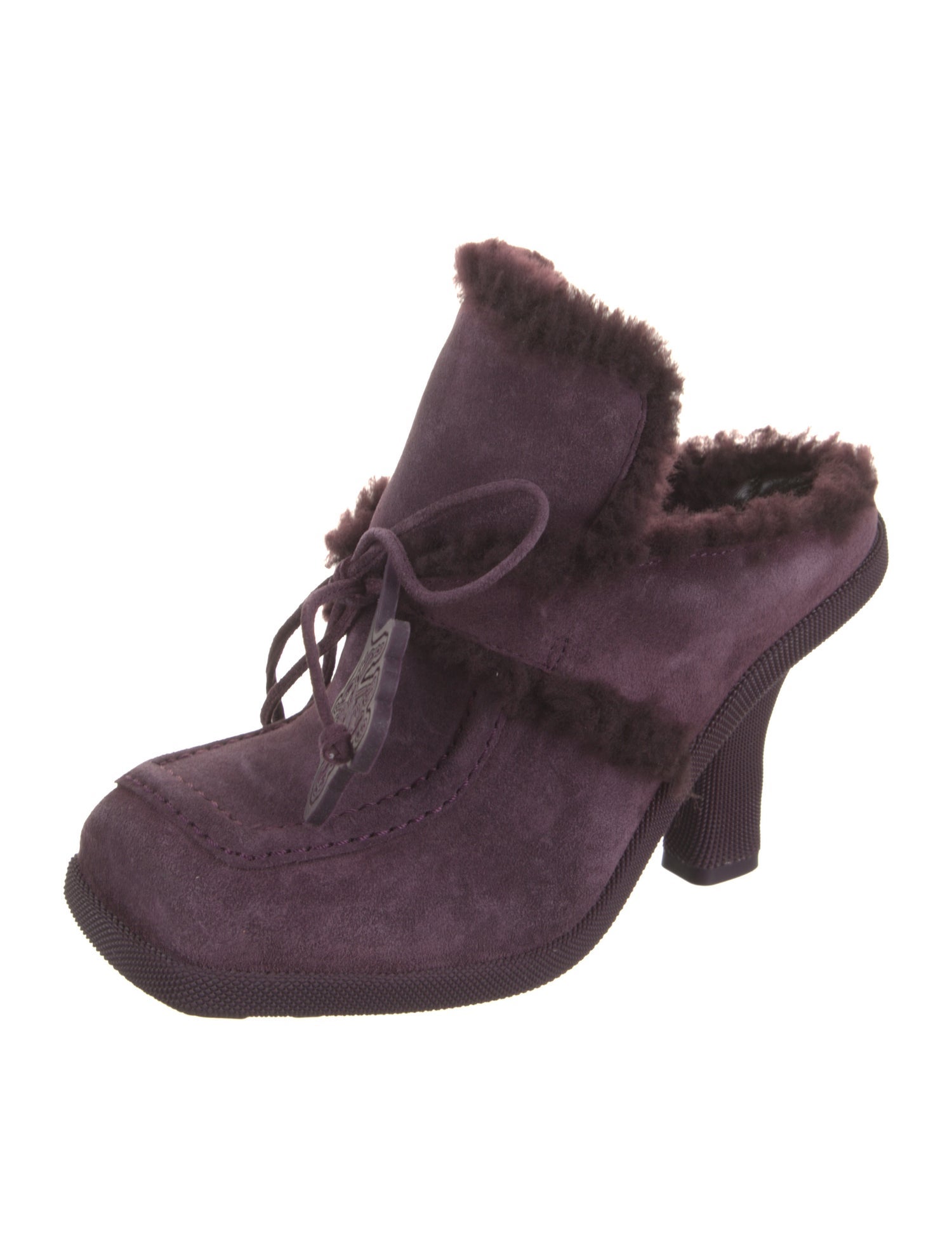 Burberry Suede Fur Trim Mules