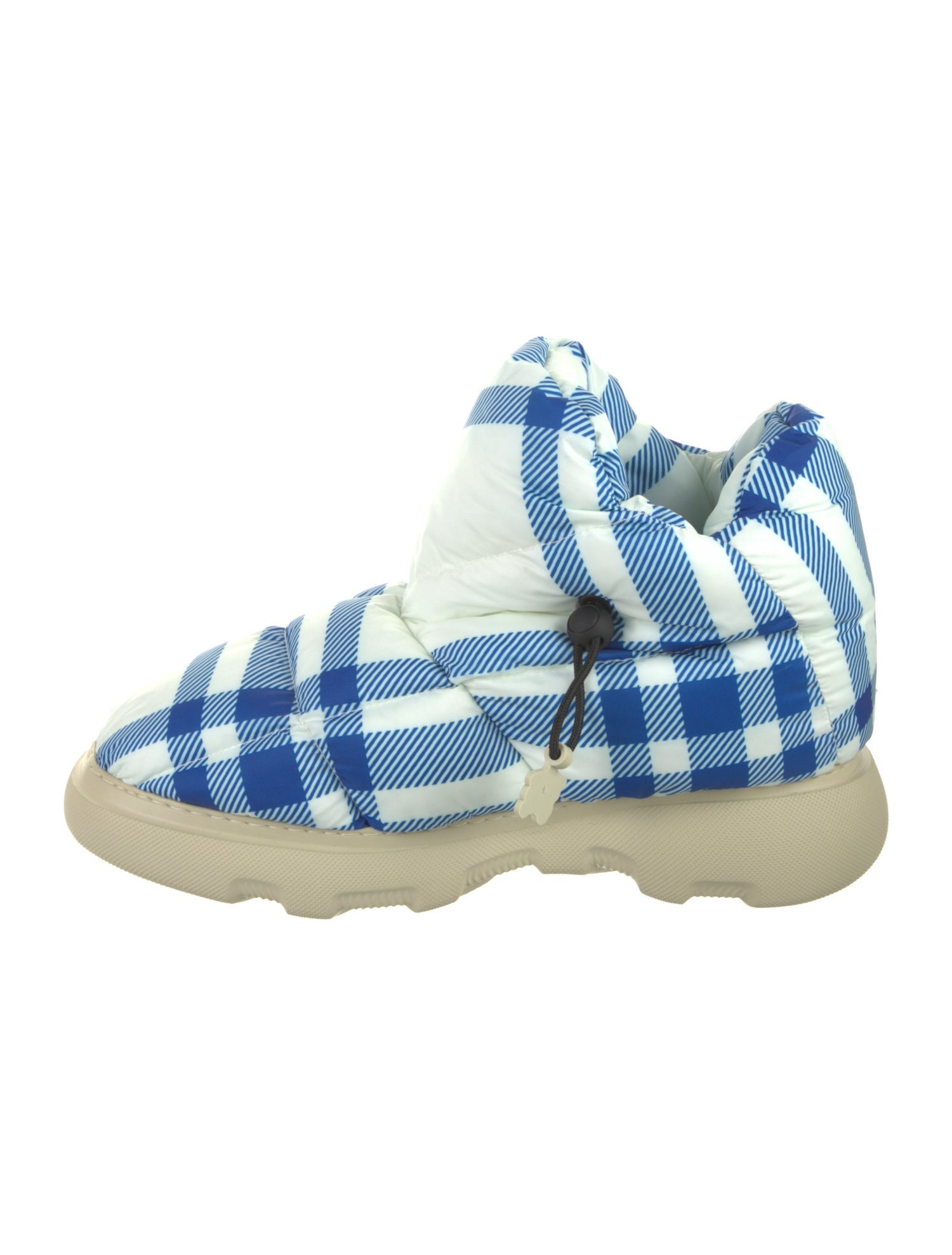 Burberry Nylon Plaid Print Boots