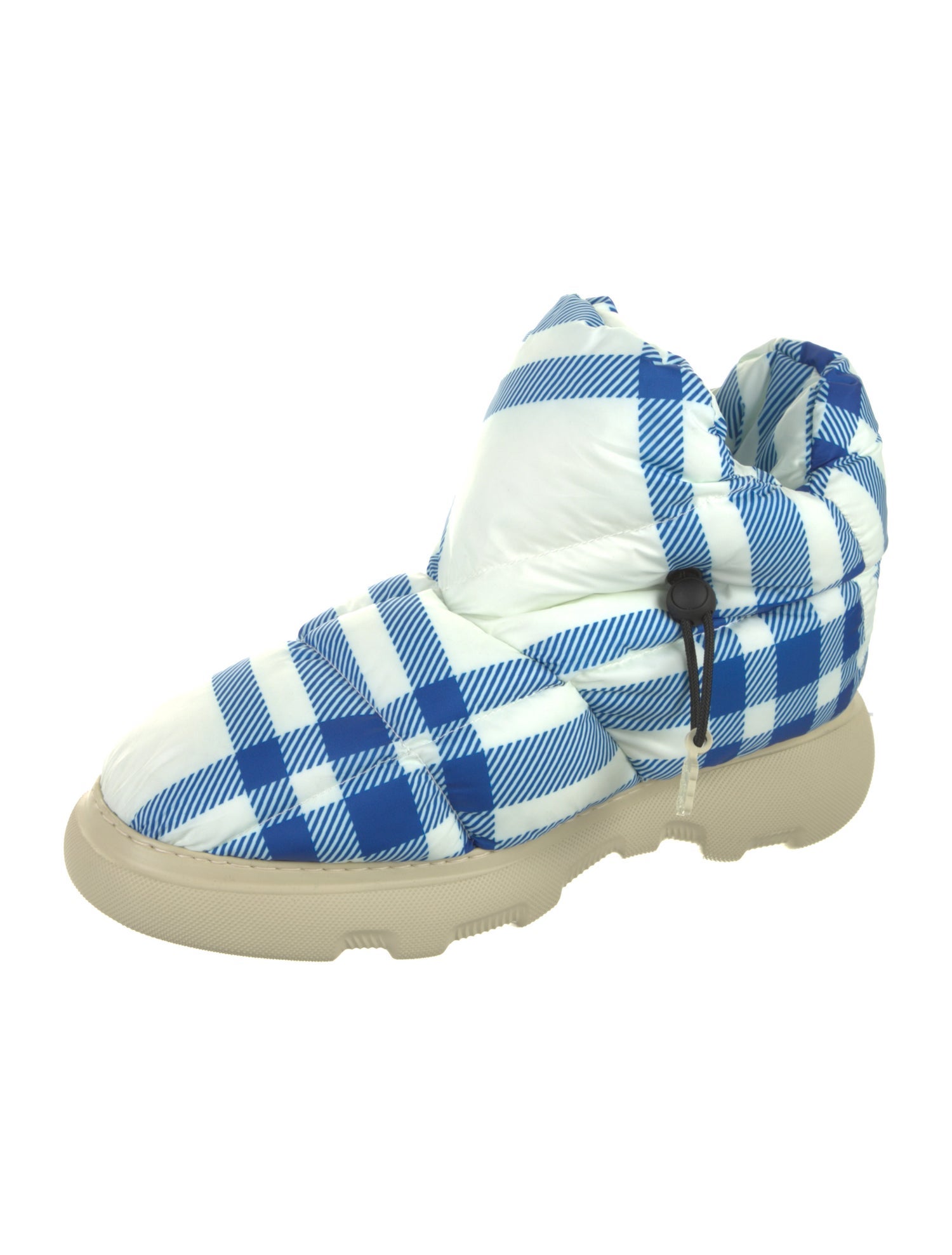 Burberry Nylon Plaid Print Boots