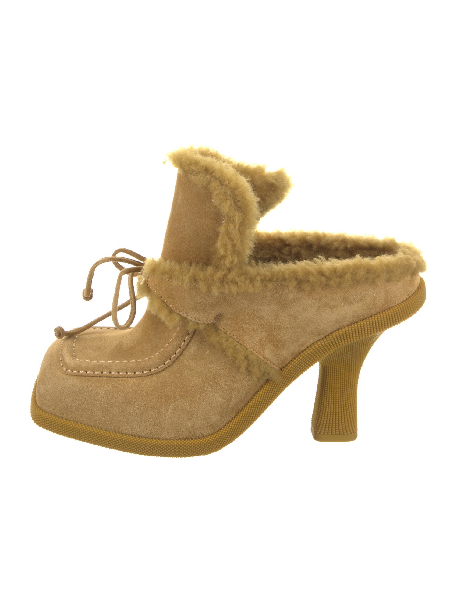 Burberry Suede Fur Trim Mules