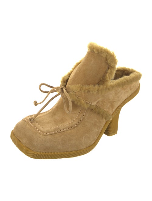 Burberry Suede Fur Trim Mules