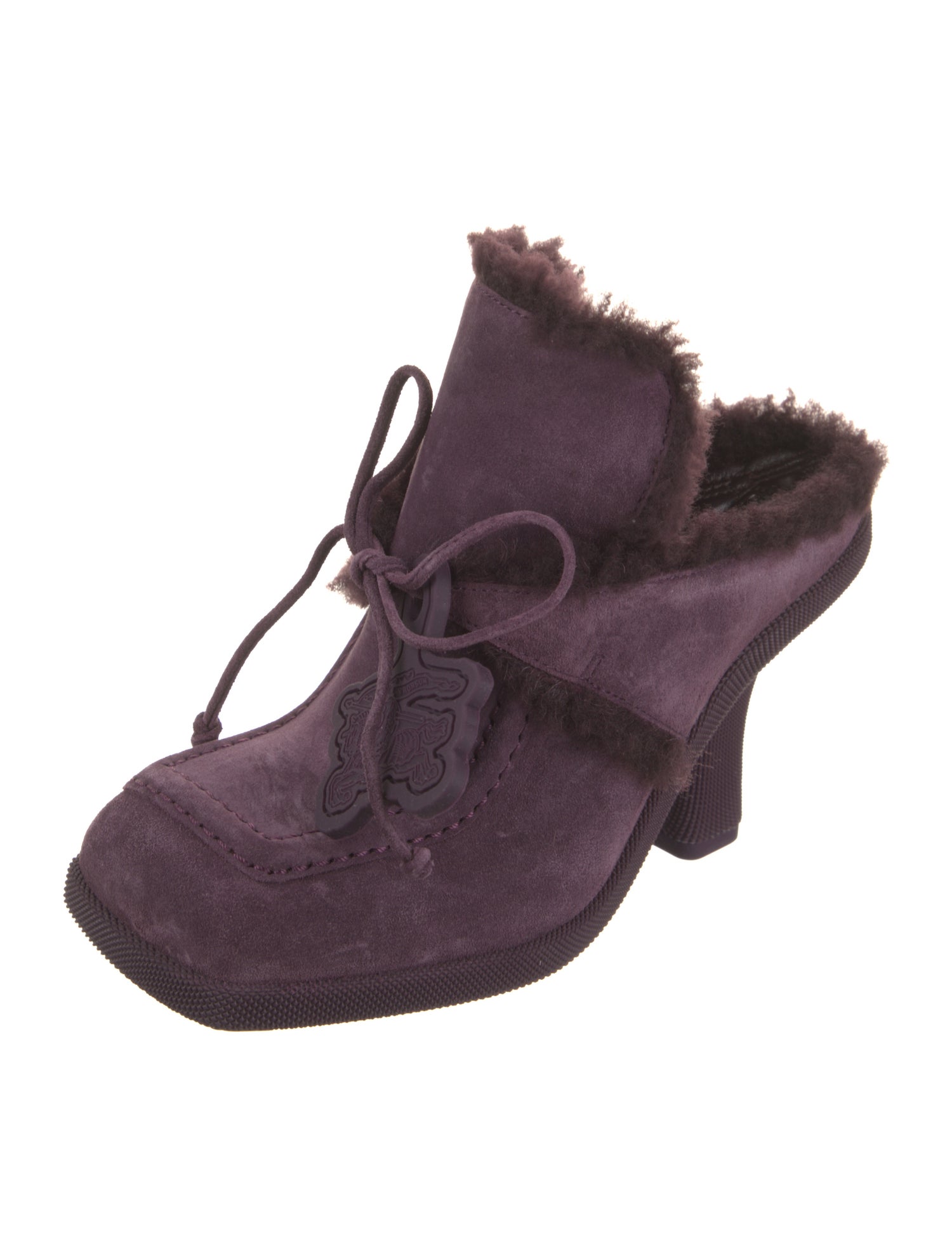 Burberry Suede Fur Trim Mules