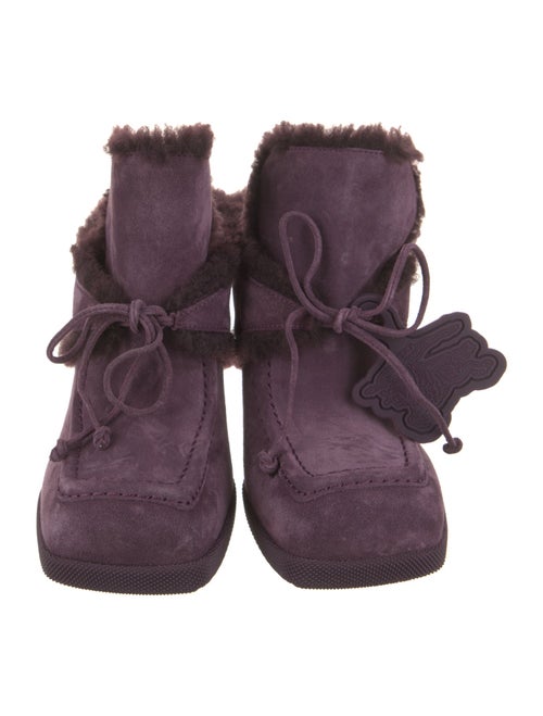 Burberry Suede Fur Trim Mules