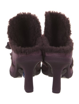 Burberry Suede Fur Trim Mules