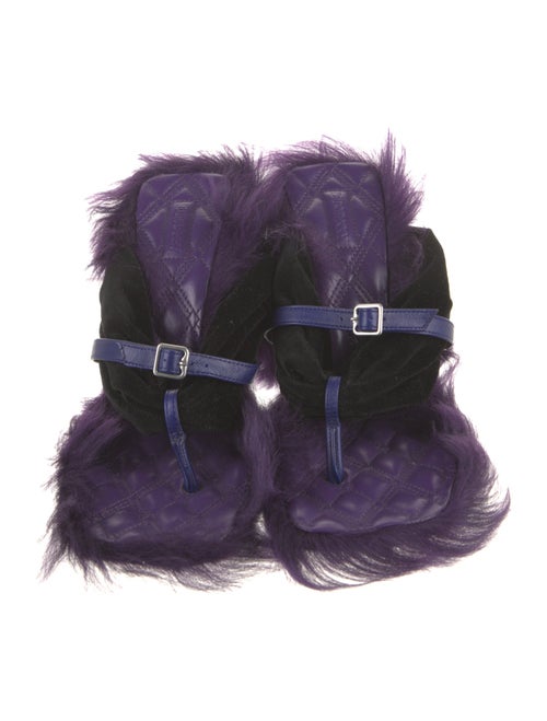 Burberry Velvet Leather Trim Embellishment Slides