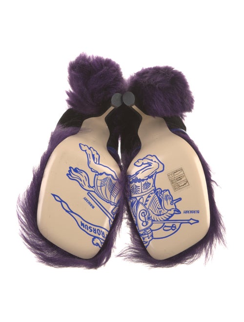 Burberry Velvet Leather Trim Embellishment Slides