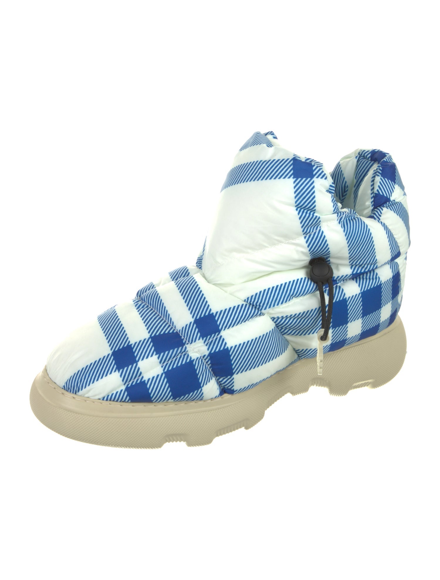 Burberry Nylon Plaid Print Boots