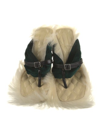 Burberry Velvet Leather Trim Embellishment Slides