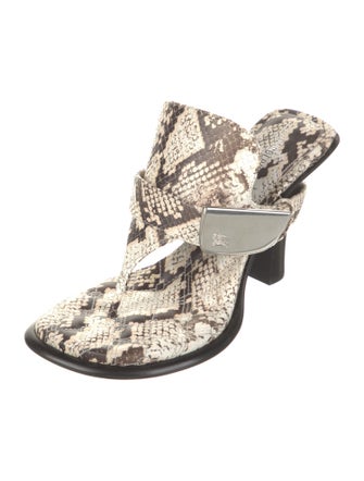 Burberry Embossed Leather Animal Print Flip Flops