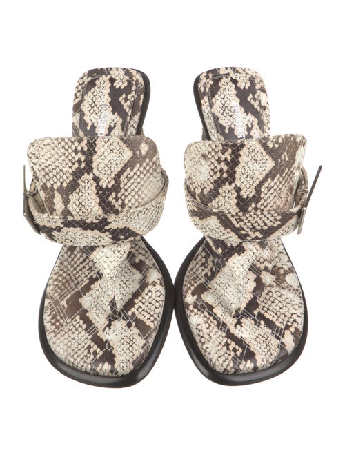 Burberry Embossed Leather Animal Print Flip Flops
