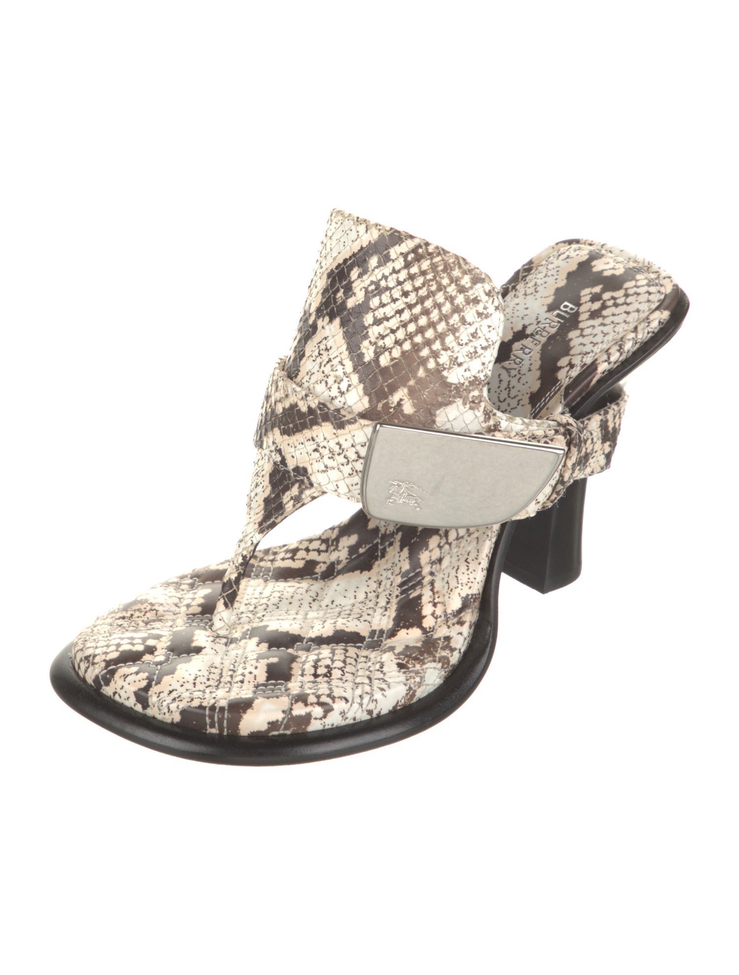 Burberry Embossed Leather Animal Print Slides