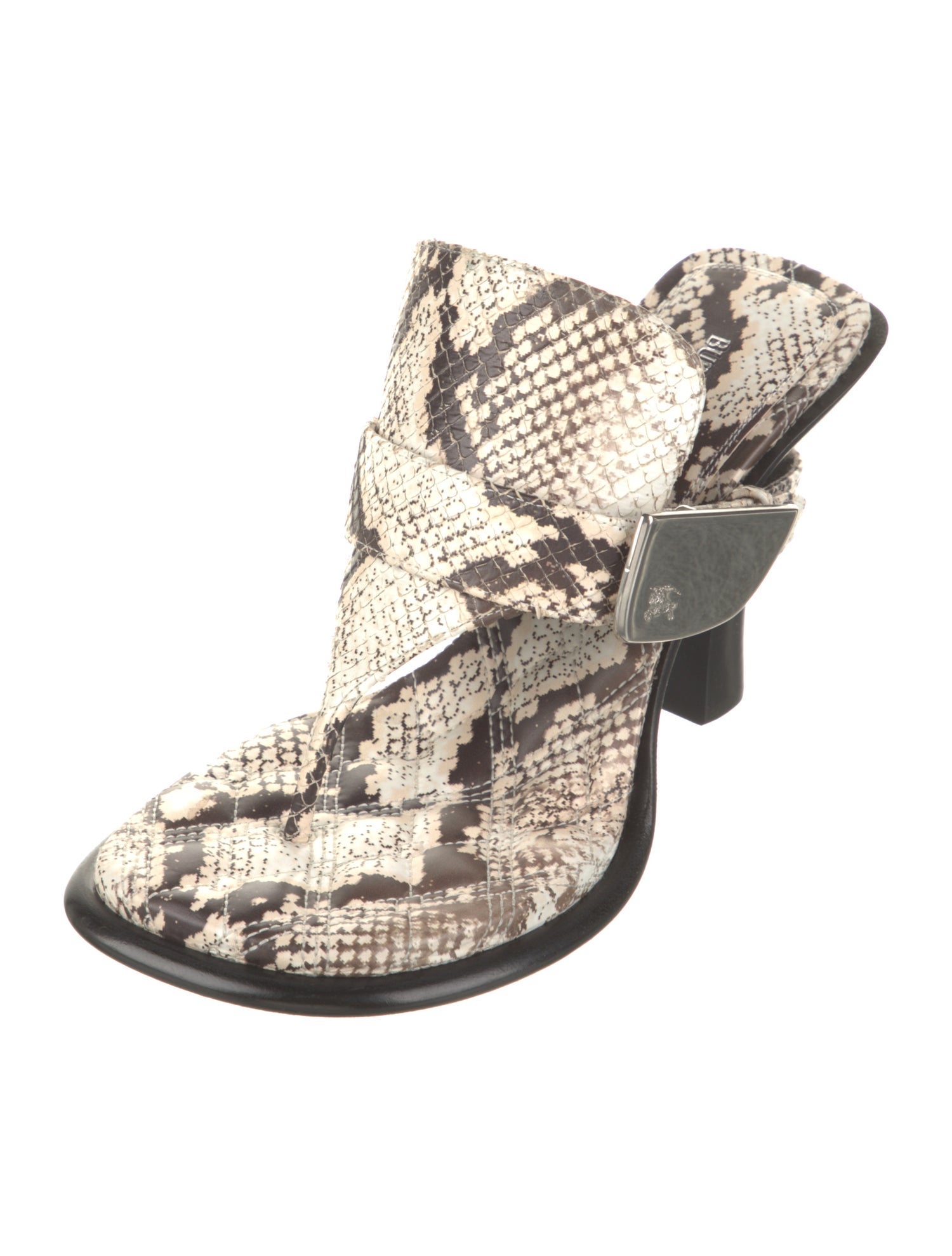 Burberry Embossed Leather Animal Print Flip Flops