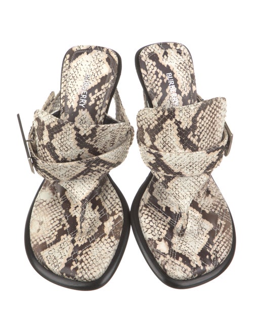 Burberry Embossed Leather Animal Print Flip Flops