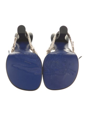 Burberry Embossed Leather Animal Print Flip Flops