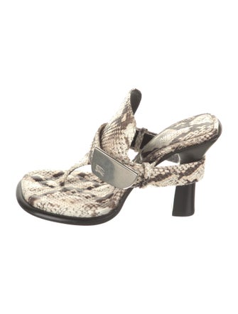 Burberry Embossed Leather Animal Print Flip Flops