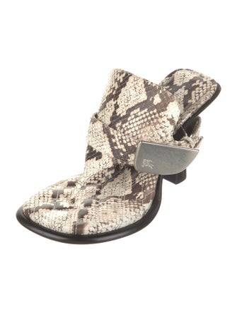 Burberry Embossed Leather Animal Print Flip Flops