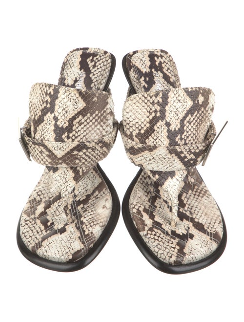 Burberry Embossed Leather Animal Print Flip Flops