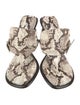 Burberry Embossed Leather Animal Print Flip Flops