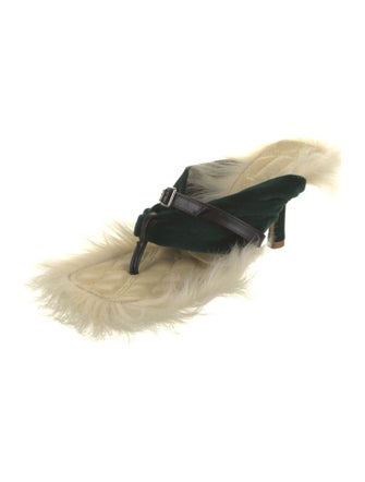 Burberry Velvet Leather Trim Embellishment Slides