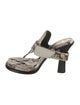 Burberry Snakeskin Animal Print T-Strap Sandals